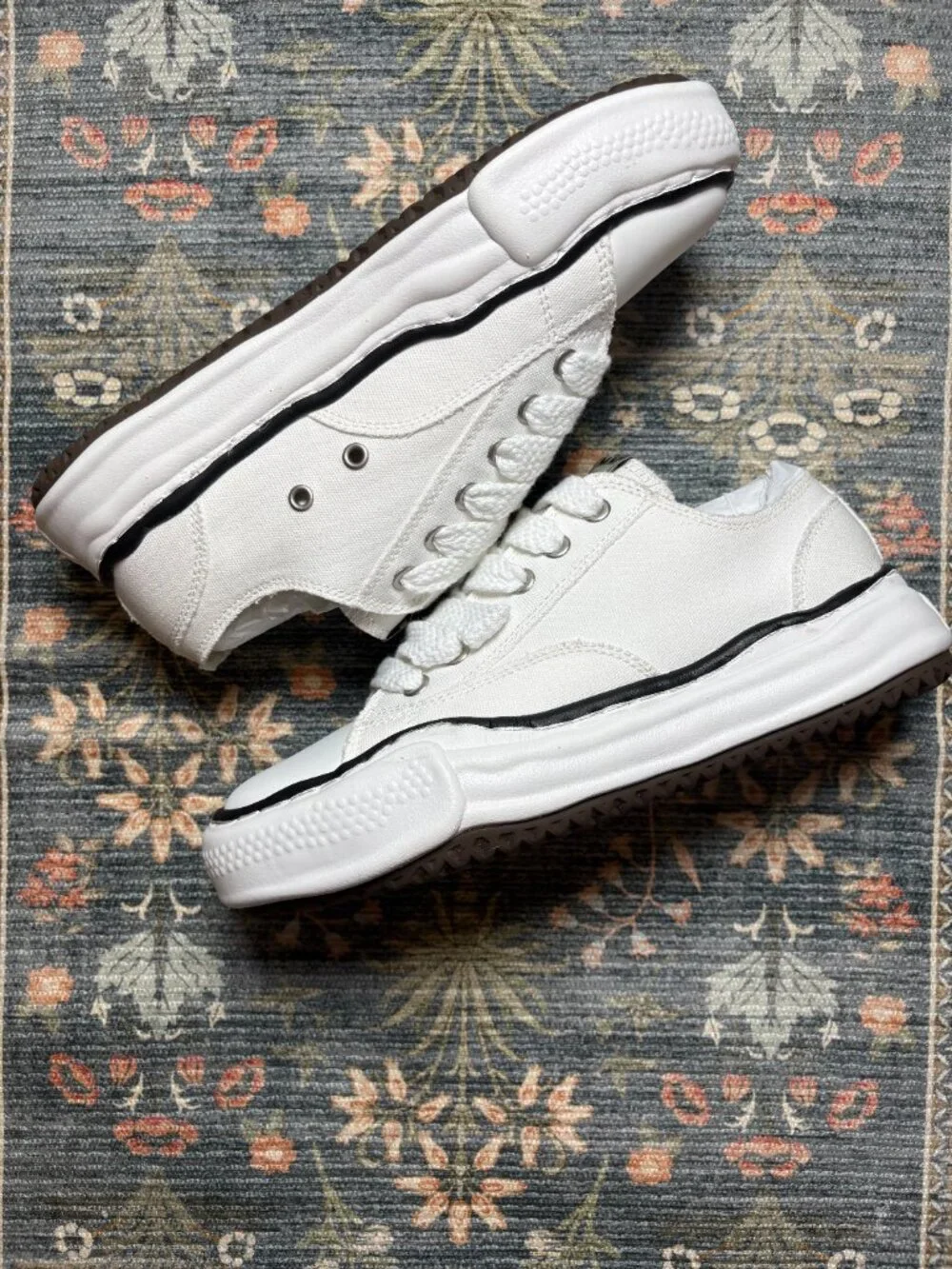 Maison Mihara Yasuhiro Blakey OG Sole Low — Triple White Canvas, EU 44 / US 11